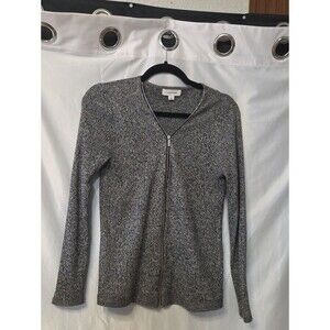 Calvin Klein Black & White Marled Zip Cardigan Small Size
